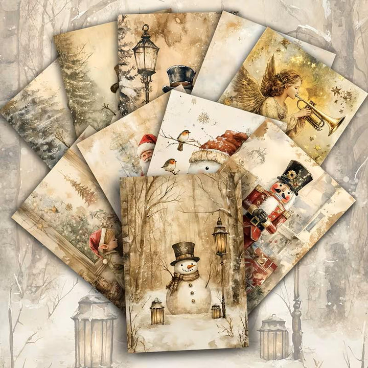 Set of 20 Vintage Christmas Journal Cards, Winter Wonderland Ephemera Pack, Snowman Santa Junk Journal Cards, Cozy Holiday Scrapbook Set