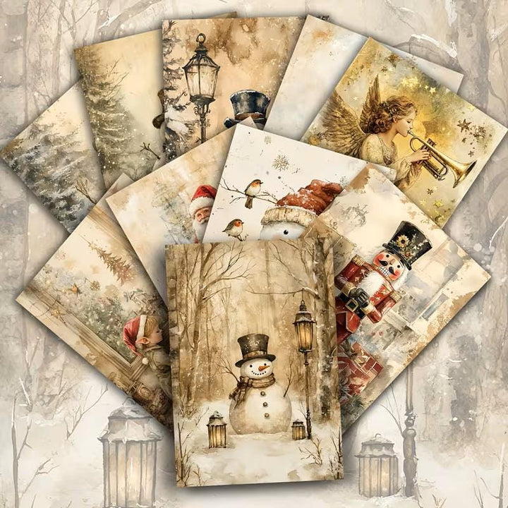Set of 20 Vintage Christmas Journal Cards, Winter Wonderland Ephemera Pack, Snowman Santa Junk Journal Cards, Cozy Holiday Scrapbook Set