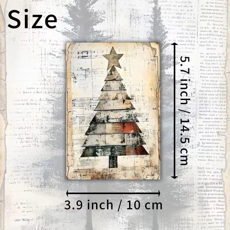 Set of 20 Vintage Christmas Tree Journal Cards, Neutral Winter Ephemera Pack,Rustic Holiday Junk Journal Cards,Farmhouse Christmas Scrapbook
