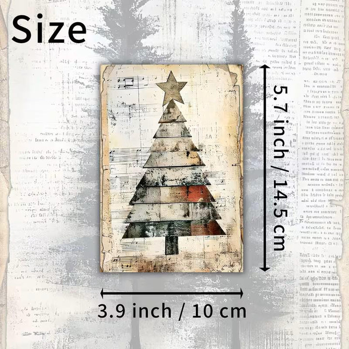 Set of 20 Vintage Christmas Tree Journal Cards, Neutral Winter Ephemera Pack,Rustic Holiday Junk Journal Cards,Farmhouse Christmas Scrapbook