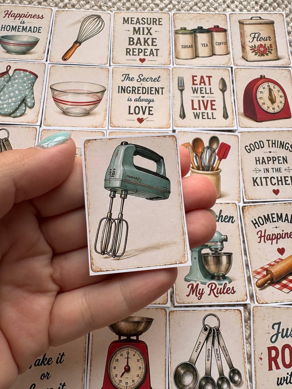 Set of 30 Vintage Kitchen Stickers, Retro Baking Stickers, Cottage Kitchen Journal Stickers, Baking Scrapbook , Kitchen Decor Sticker Pack