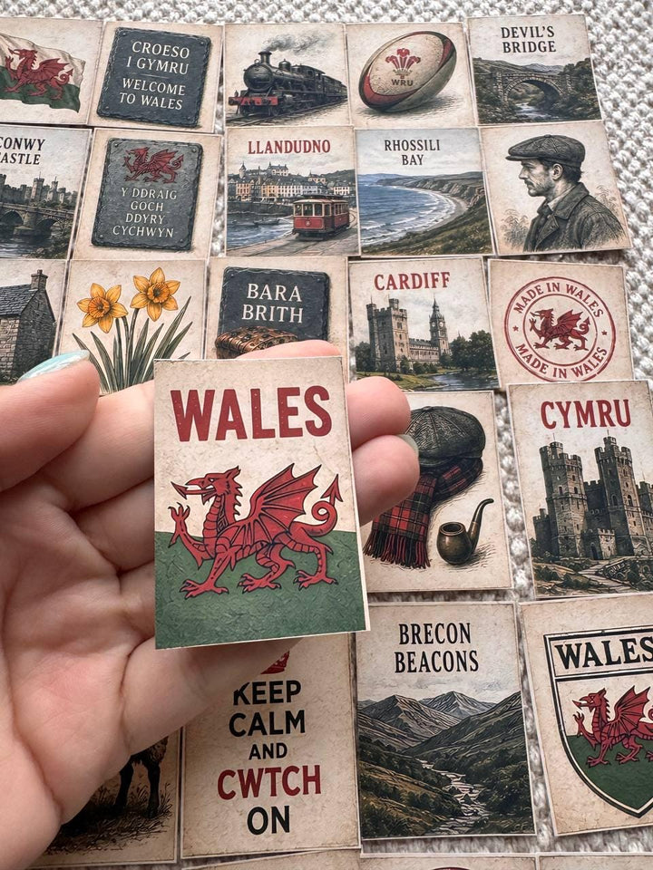 Set of 30 Wales Stickers Set, Welsh Vintage Stickers, Cymru Scrapbook Stickers, Wales Travel Journal Stickers, Welsh Aesthetic Sticker Pack