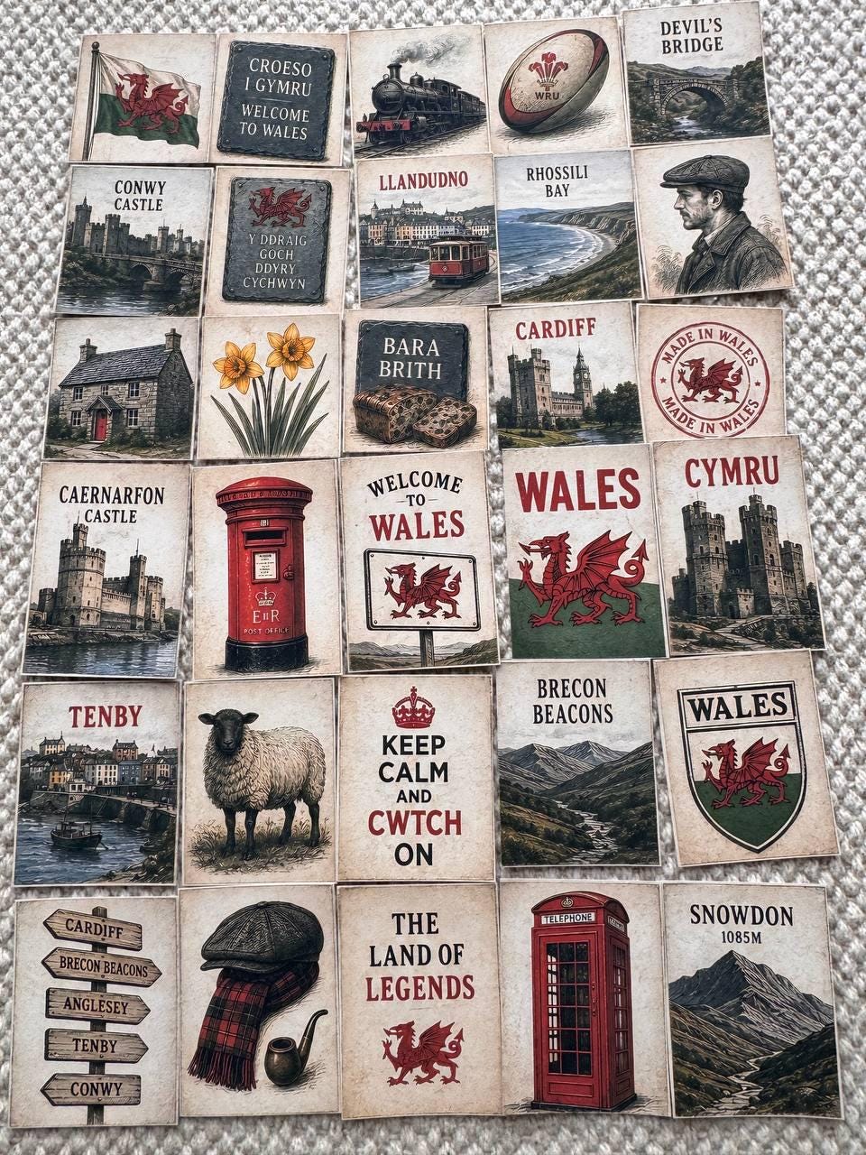 Set of 30 Wales Stickers Set, Welsh Vintage Stickers, Cymru Scrapbook Stickers, Wales Travel Journal Stickers, Welsh Aesthetic Sticker Pack