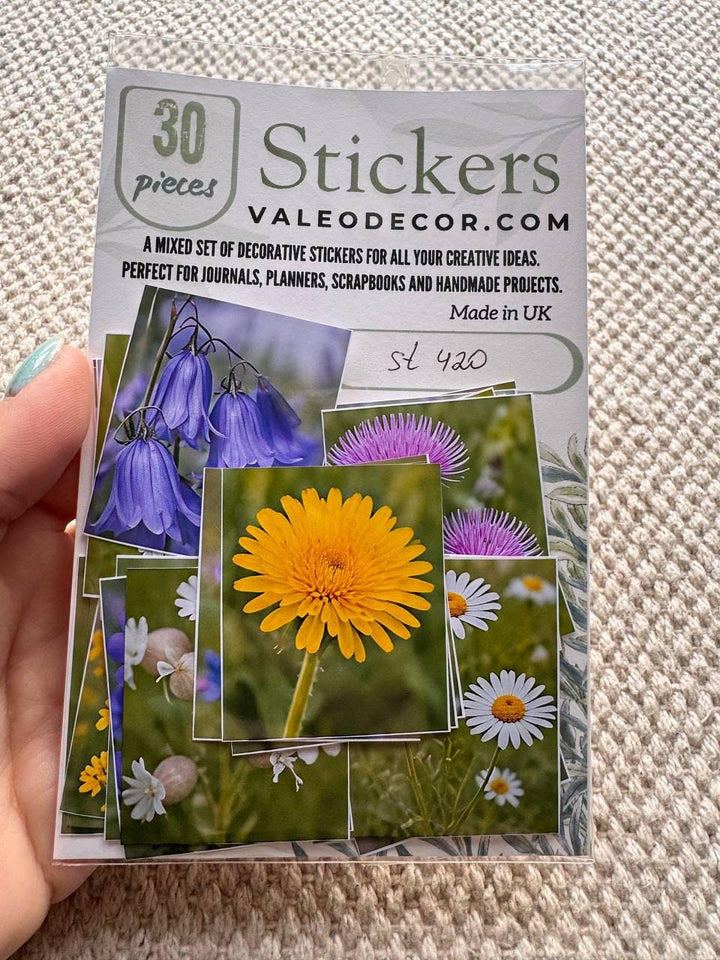 Set of 30 Wildflower Stickers Set, Meadow Flower Die Cuts, Botanical Scrapbook Stickers, Floral Journal Ephemera, Cottagecore Flower Pack