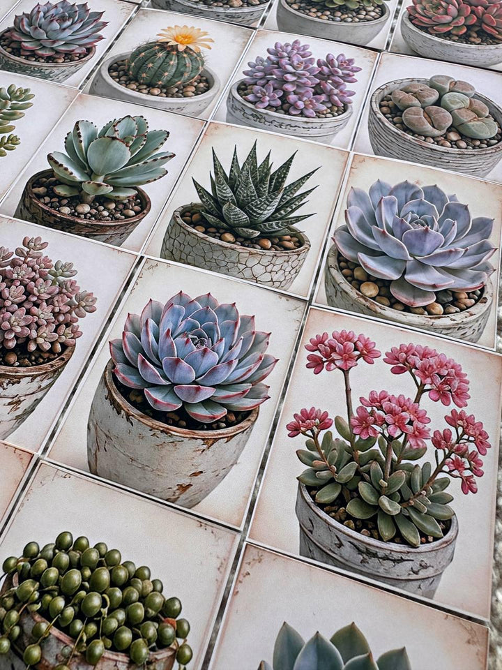 Set of 30 Succulent Stickers Set, Cactus & Succulent Die Cuts, Botanical Planner, Plant Lover Scrapbook Ephemera, Cottagecore Journal Pack