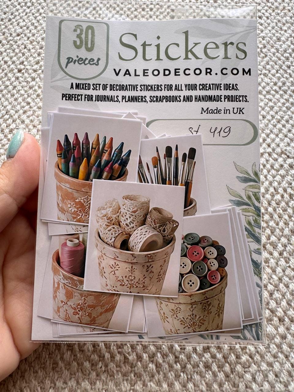 Set of 30 Craft Supply Stickers Set, Creative Tools Die Cuts, Art Studio Stickers, Scrapbook Craft Ephemera, Journal Planner Sticker Pack