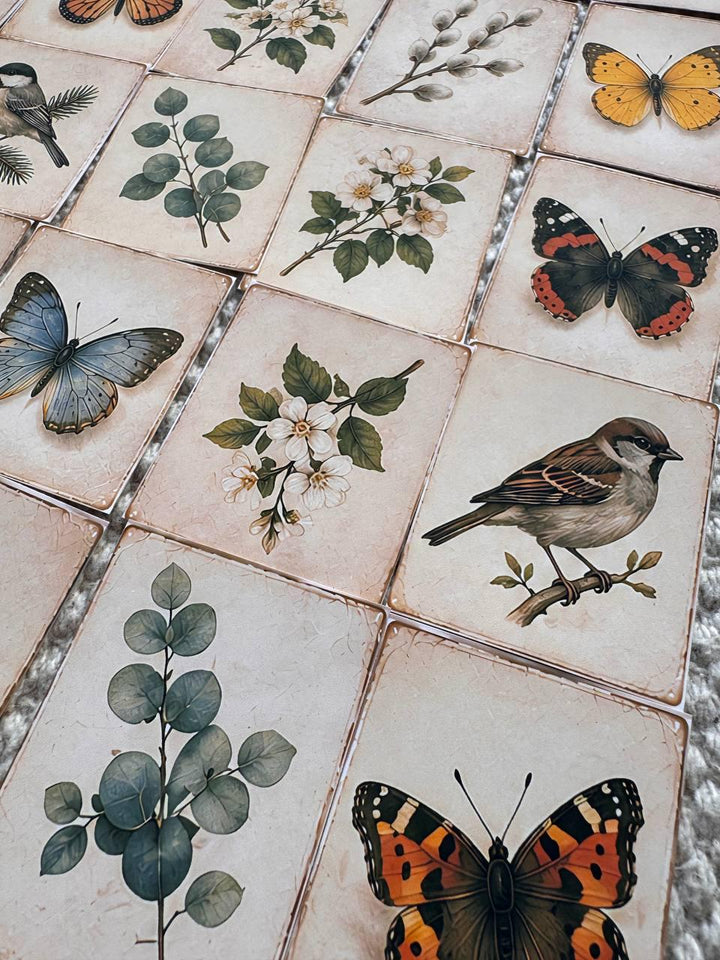 Set of 30 Vintage Nature Stickers Set, Botanical Ephemera Pack, Bird & Butterfly , Cottagecore Journal Stickers, Junk Journal Die Cuts