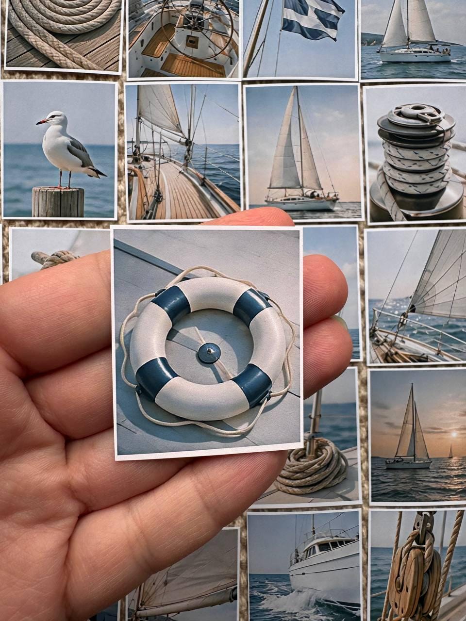 Nautical Sailing Stickers, Coastal Journal Ephemera, Sailboat Ocean Scenes