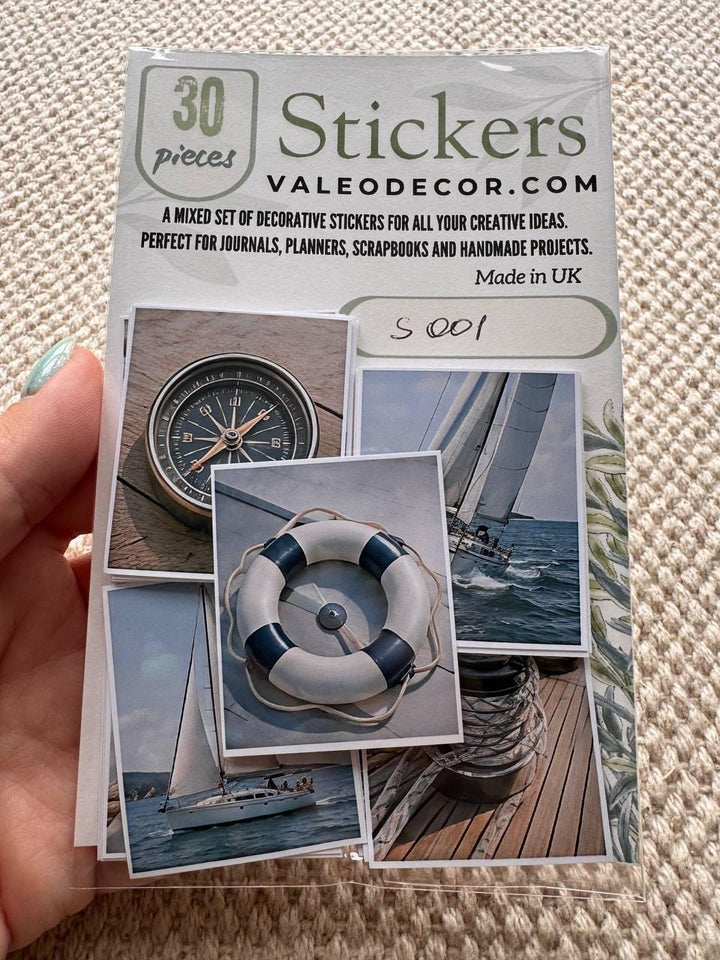 Nautical Sailing Stickers, Coastal Journal Ephemera, Sailboat Ocean Scenes