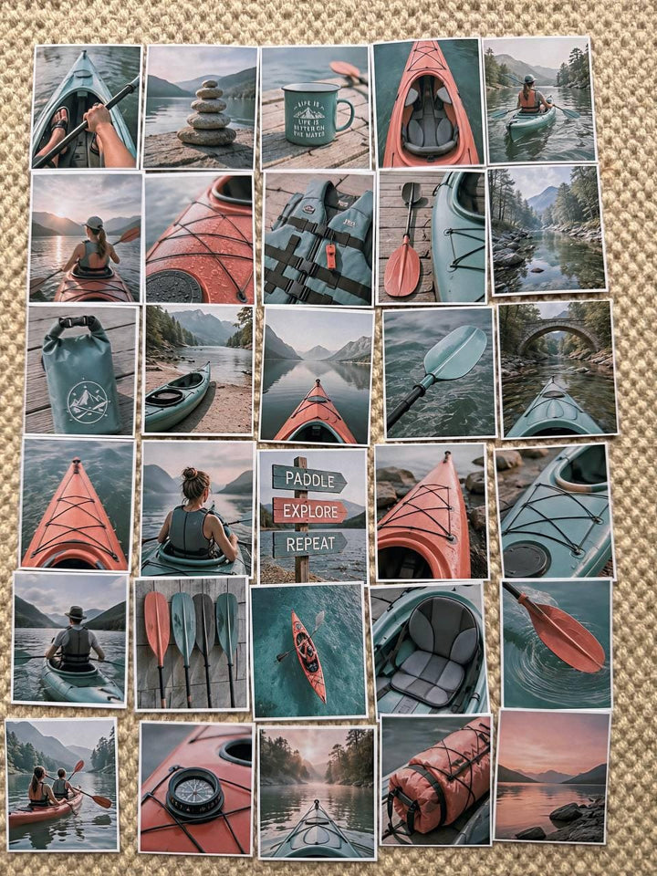 Kayak Adventure Stickers, Canoe Nature Journal Ephemera, Paddle Sports Outdoor Crafts