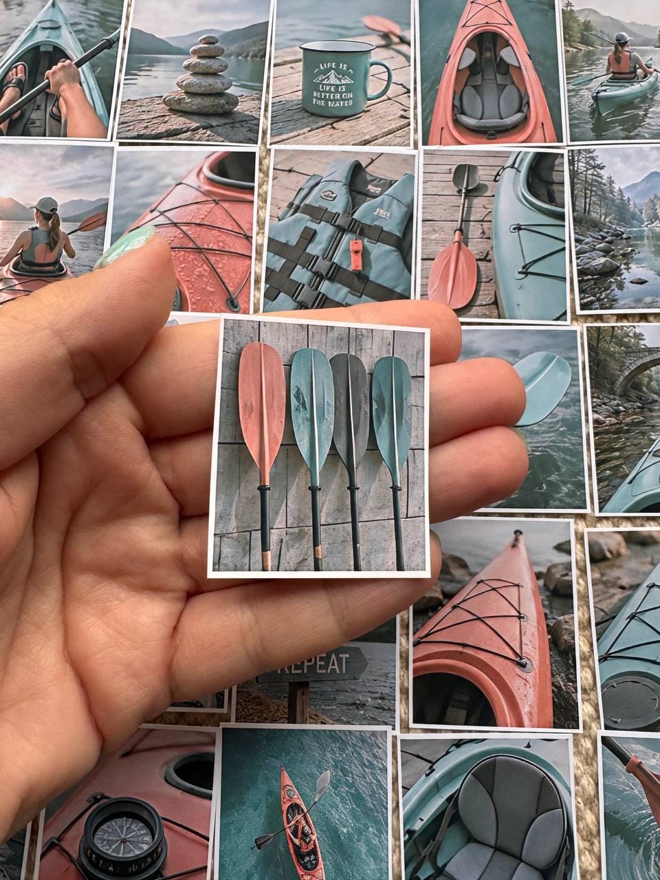Kayak Adventure Stickers, Canoe Nature Journal Ephemera, Paddle Sports Outdoor Crafts