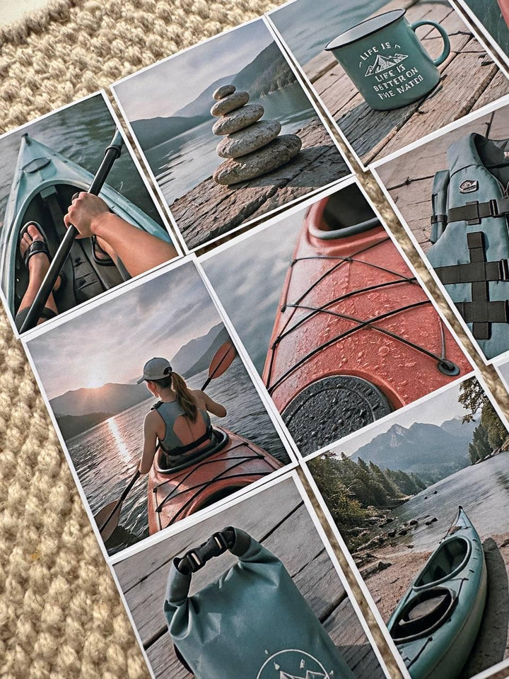 Set of 30 Kayak Adventure Stickers Set, Canoe Scrapbook Stickers, Outdoor Nature Journal, Lake Adventure Ephemera, Paddle Sports Stickers