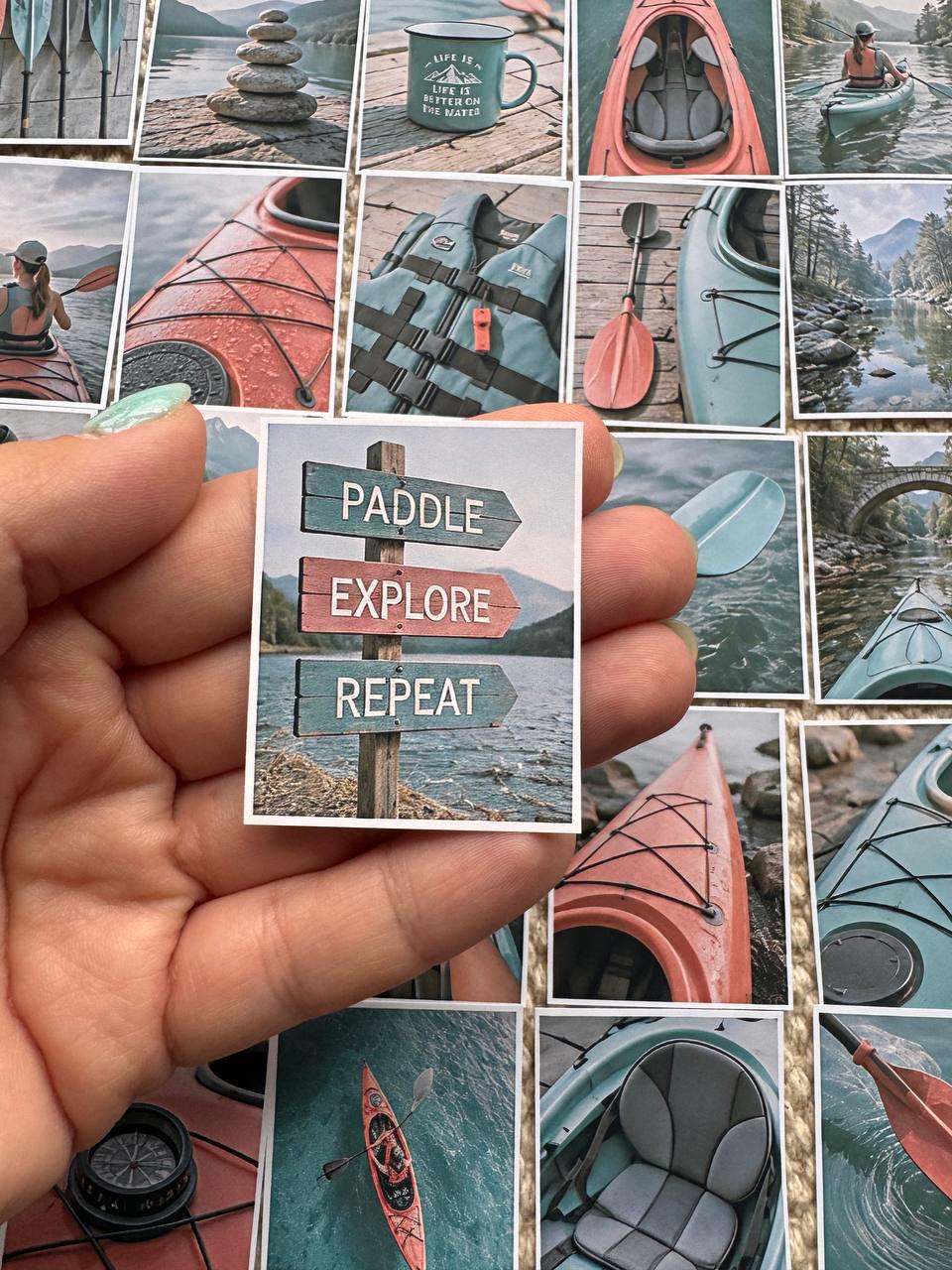 Kayak Adventure Stickers, Canoe Nature Journal Ephemera, Paddle Sports Outdoor Crafts