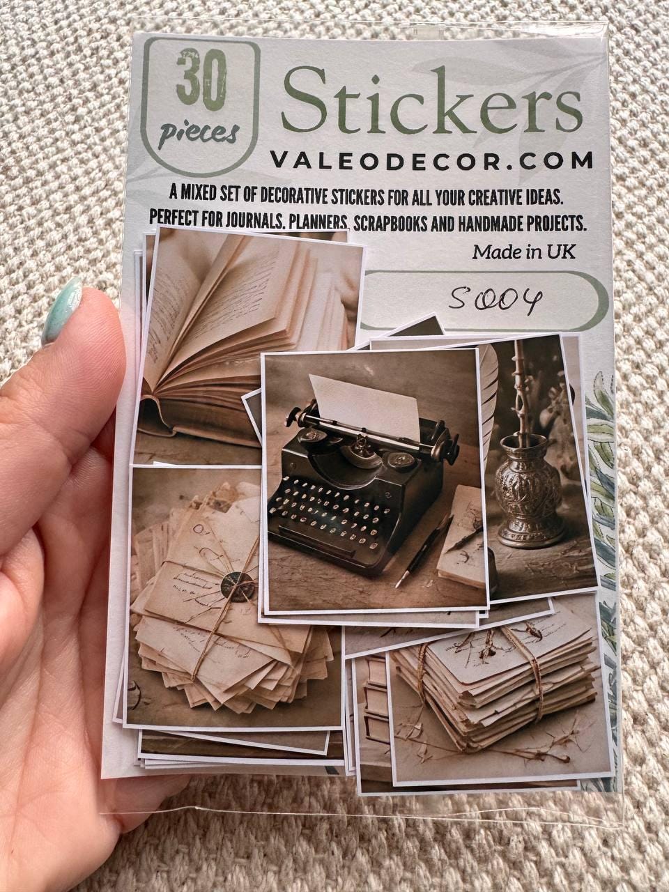 Vintage Writing Stickers, Dark Academia Journal Ephemera, Antique Books Stationery Set