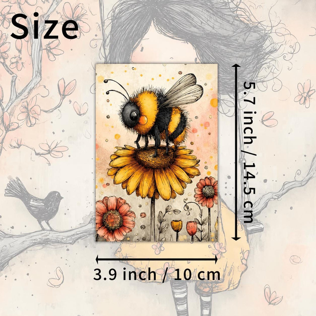 Retro Pin-Up & Floral Illustration Cards – Set of 20 Vintage Cards Scrapbook Paper