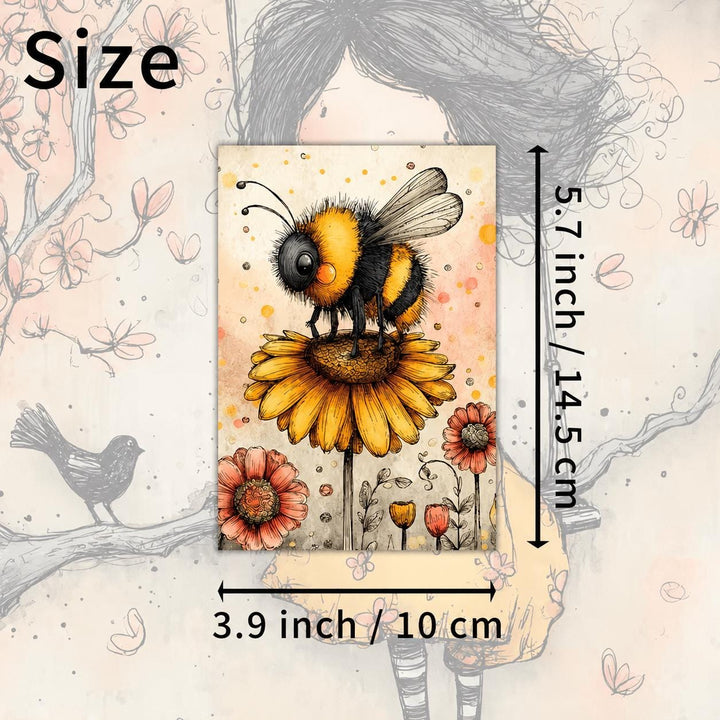 Retro Pin-Up & Floral Illustration Cards – Set of 20 Vintage Cards Scrapbook Paper