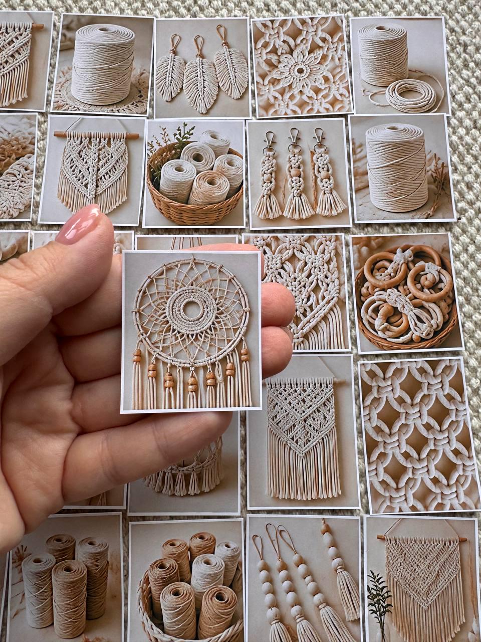 Set of 30 Macrame Stickers Set, Boho Scrapbook Stickers, Neutral Aesthetic Planner Stickers, Craft Room Decor Stickers,Junk Journal Supplies