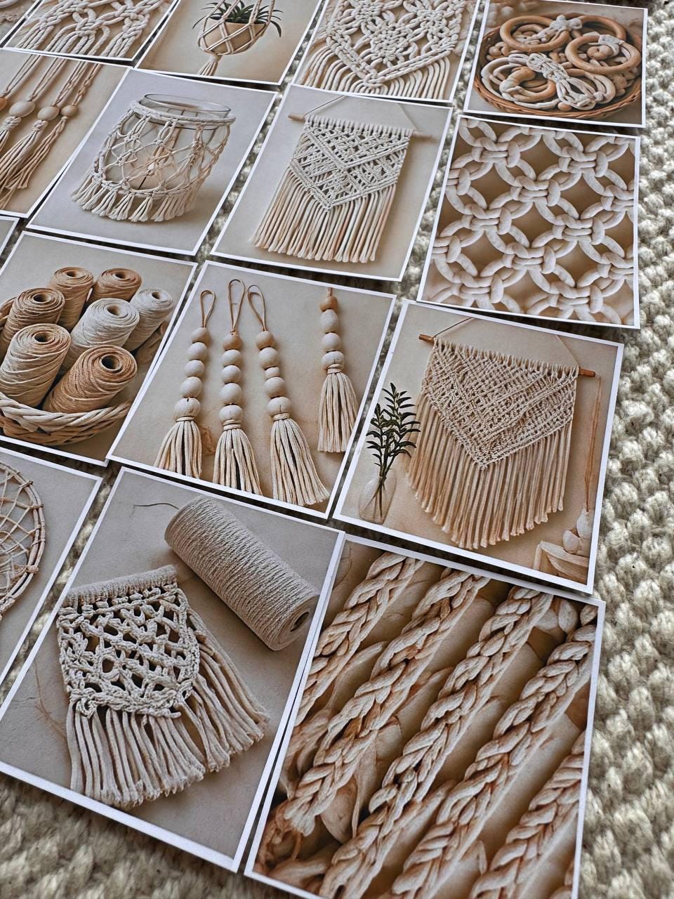 Set of 30 Macrame Stickers Set, Boho Scrapbook Stickers, Neutral Aesthetic Planner Stickers, Craft Room Decor Stickers,Junk Journal Supplies