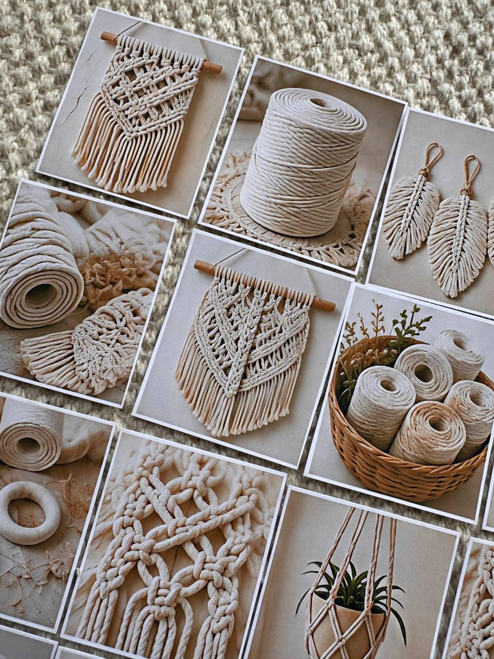 Set of 30 Macrame Stickers Set, Boho Scrapbook Stickers, Neutral Aesthetic Planner Stickers, Craft Room Decor Stickers,Junk Journal Supplies
