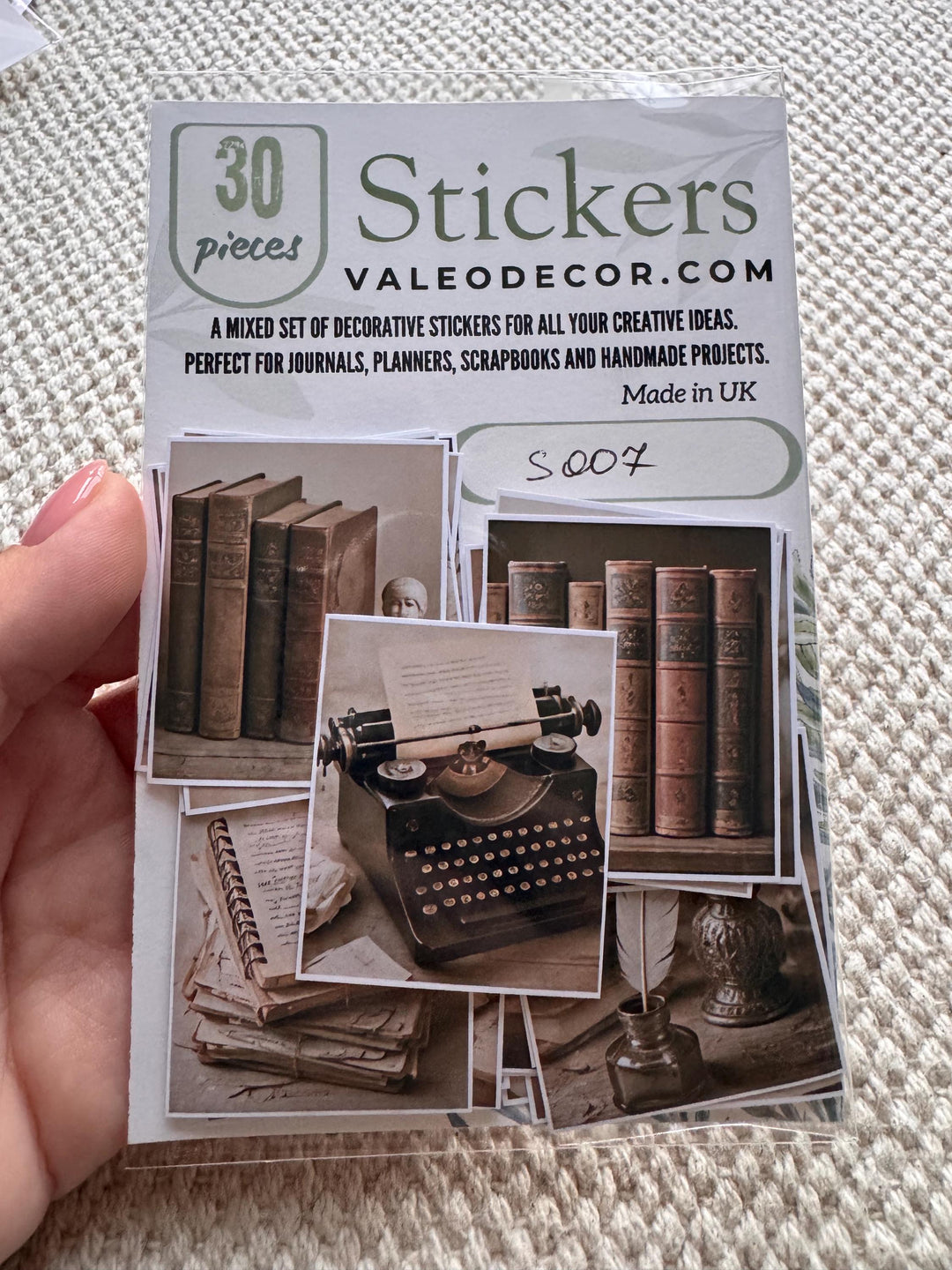 Set of 30 Vintage Writing Stickers Set, Dark Academia Scrapbook Stickers, Antique Books Journal Stickers, Junk Journal Ephemera