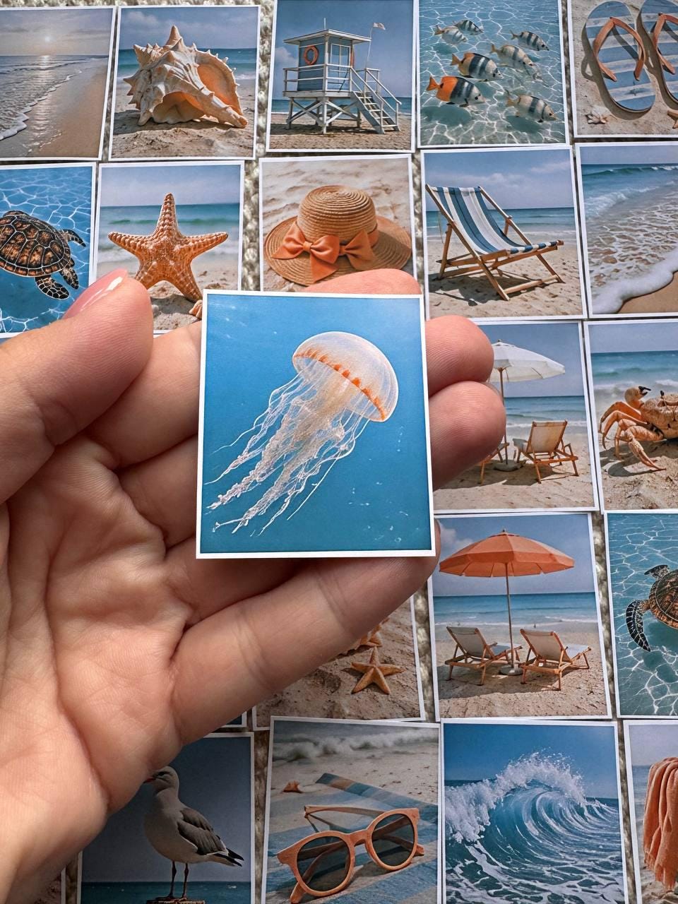 Set of 30 Beach Summer Stickers Set, Coastal Scrapbook Stickers, Ocean Journal, Sea Life Planner Stickers, Tropical Beach Scrapbooking