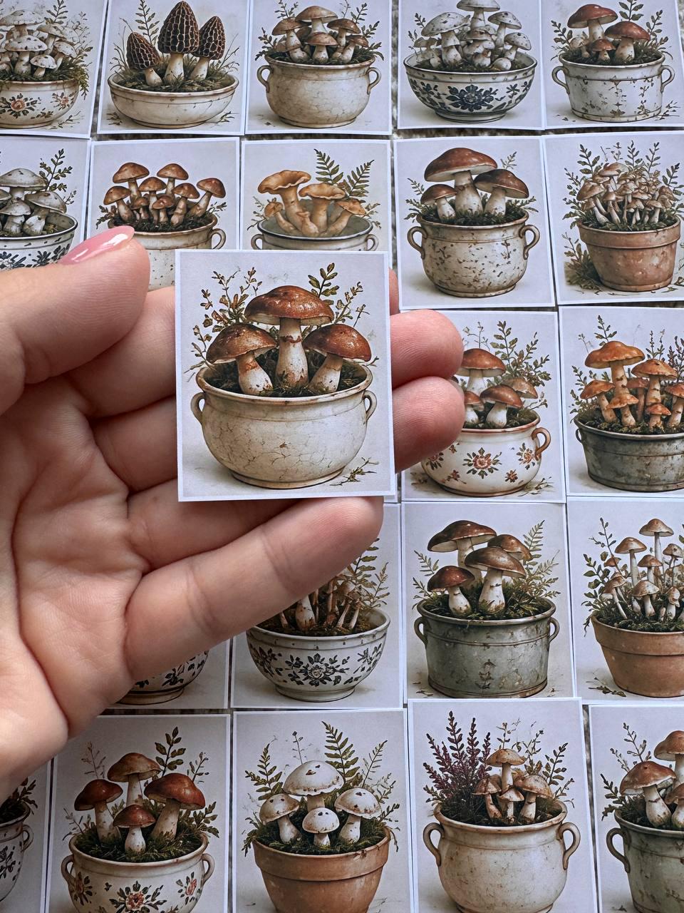 Set of 30 Vintage Mushroom Stickers Set, Cottagecore Scrapbook Stickers, Forest Mushroom Planner Stickers, Botanical Journal,Autumn Ephemera
