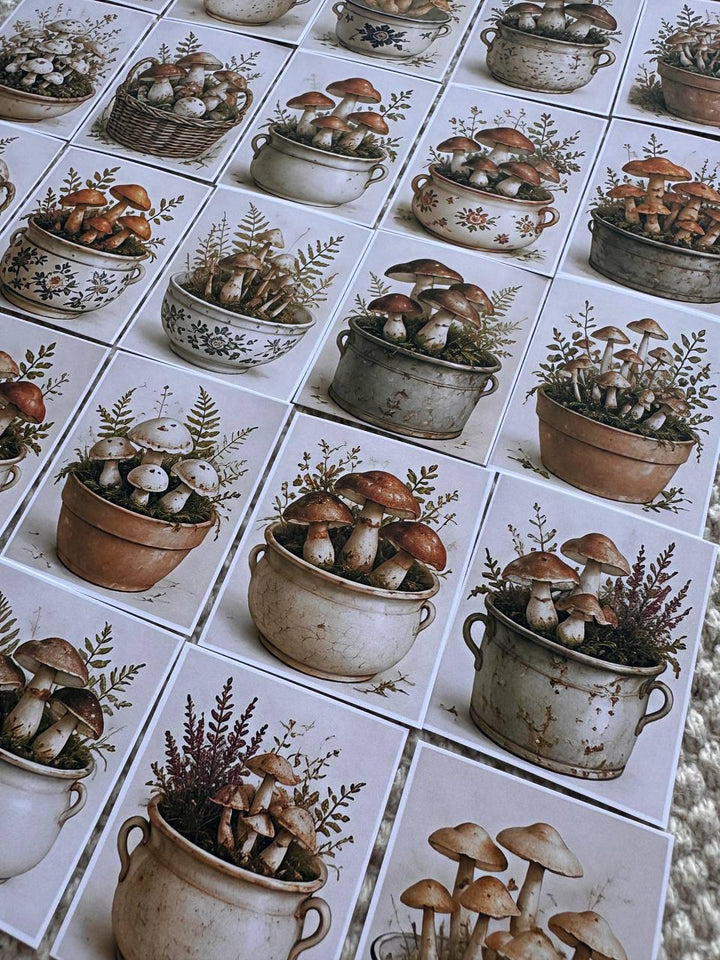 Set of 30 Vintage Mushroom Stickers Set, Cottagecore Scrapbook Stickers, Forest Mushroom Planner Stickers, Botanical Journal,Autumn Ephemera