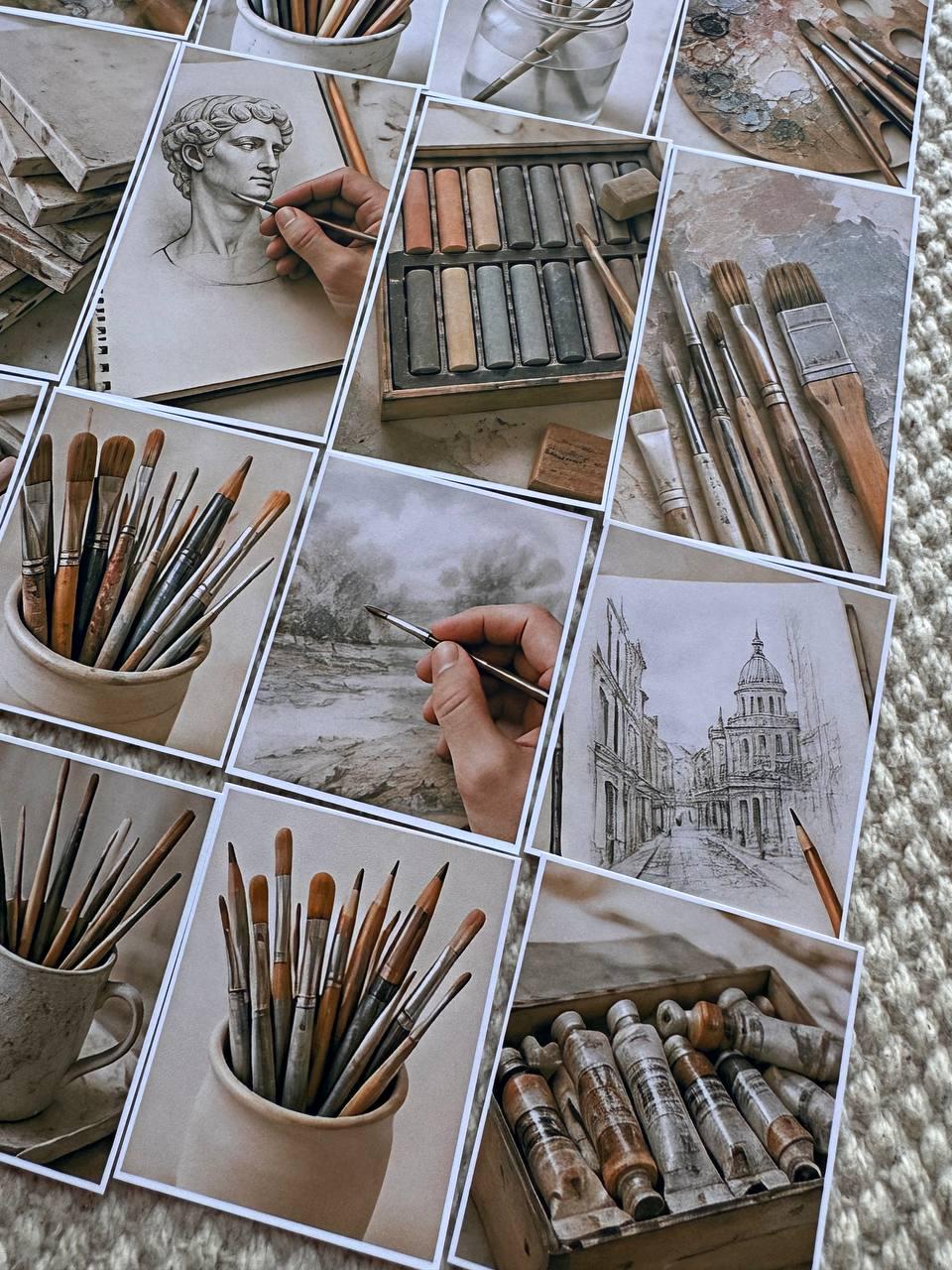 Set of 30 Artist Studio Stickers Set,Vintage Art Supply Stickers,Painting Scrapbook Stickers, Creative Journal,Watercolour Art Ephemera Pack