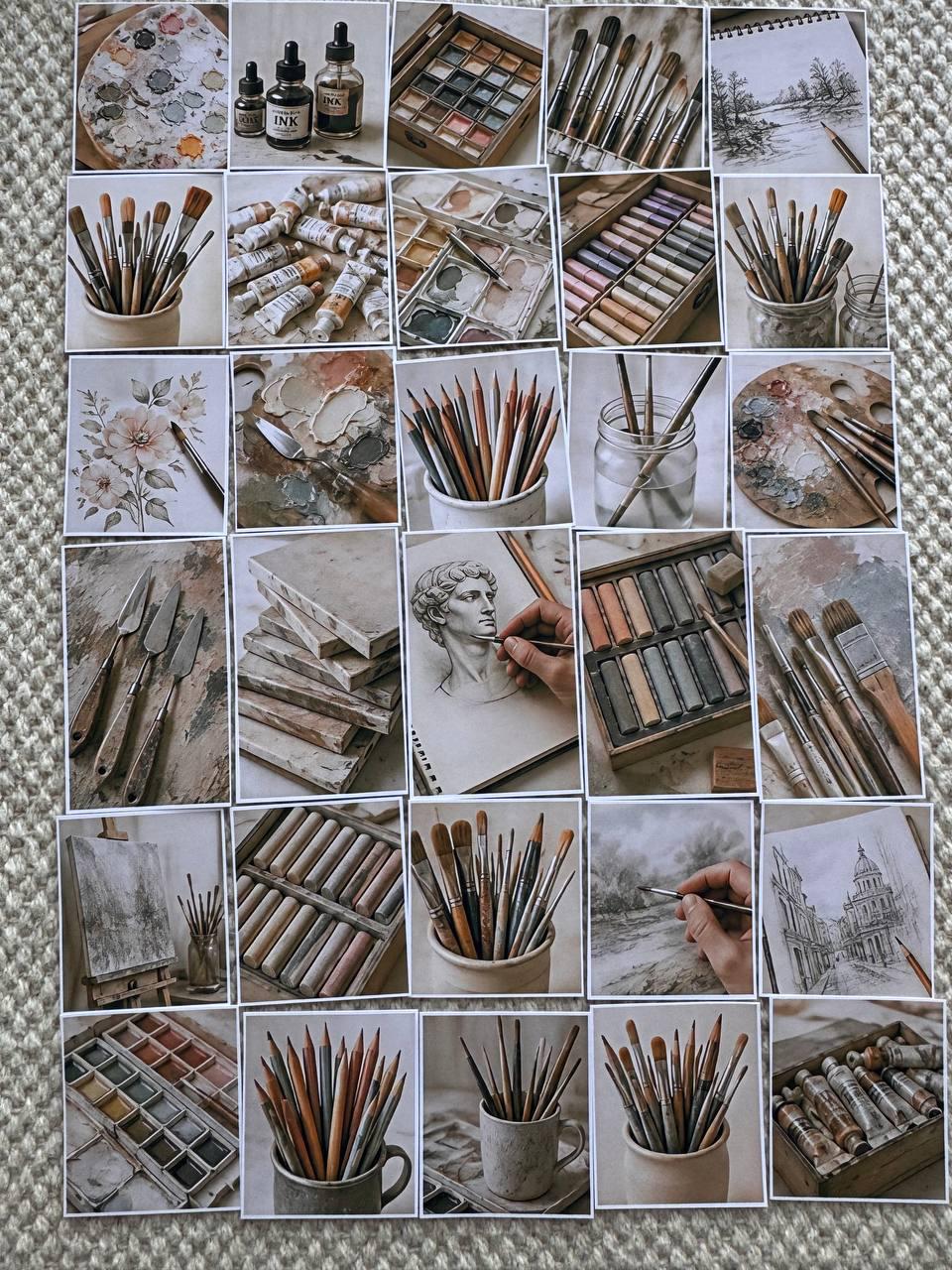Set of 30 Artist Studio Stickers Set,Vintage Art Supply Stickers,Painting Scrapbook Stickers, Creative Journal,Watercolour Art Ephemera Pack