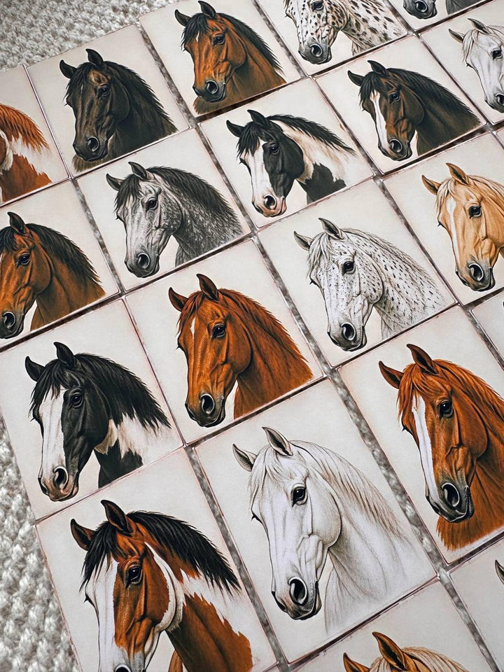 Set of 30 Horse Stickers Set, Vintage Horse Portrait Stickers, Equestrian Scrapbook Stickers, Horse Lover Journal Stickers, Farmhouse Animal