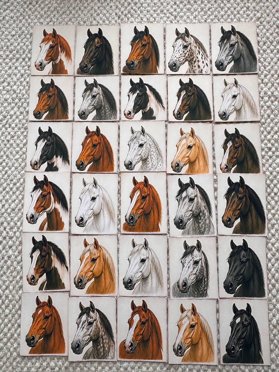 Set of 30 Horse Stickers Set, Vintage Horse Portrait Stickers, Equestrian Scrapbook Stickers, Horse Lover Journal Stickers, Farmhouse Animal