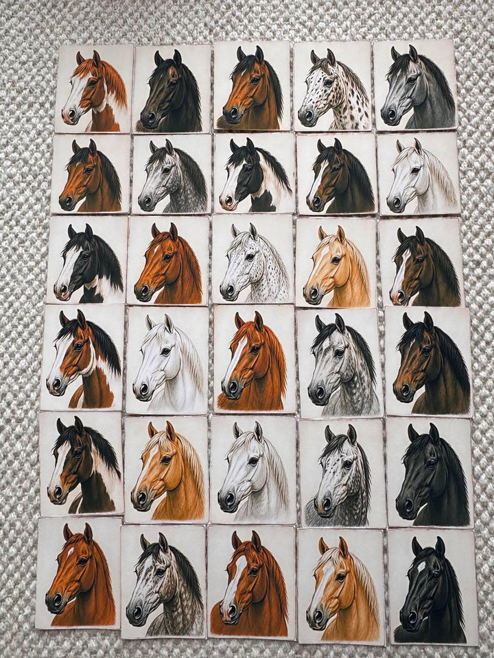Set of 30 Horse Stickers Set, Vintage Horse Portrait Stickers, Equestrian Scrapbook Stickers, Horse Lover Journal Stickers, Farmhouse Animal