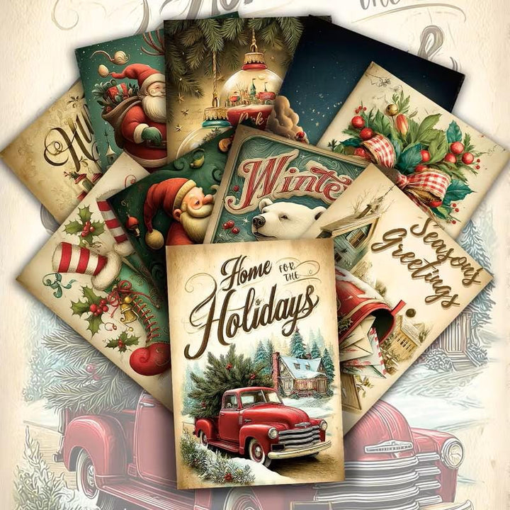 Set of 20 Vintage Christmas Journal Cards, Retro Holiday Ephemera Set, Christmas Scrapbook, Junk Journal Paper Pack,Cottagecore Xmas Collage