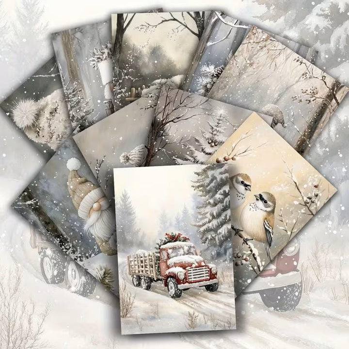 Set of 20 Winter Journal Cards, Christmas Ephemera Pack, Neutral Winter Scrapbook Cards, Snowy Animal Junk Journal Kit, Cottagecore Winter