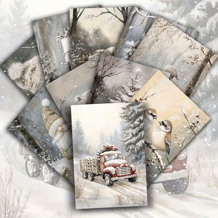 Set of 20 Winter Journal Cards, Christmas Ephemera Pack, Neutral Winter Scrapbook Cards, Snowy Animal Junk Journal Kit, Cottagecore Winter