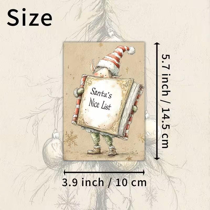 Set of 20 Cute Nordic Christmas Journal Cards, Scandinavian Xmas Ephemera Set, Whimsical Santa Scrapbook Cards, Cozy Winter Junk Journal Kit
