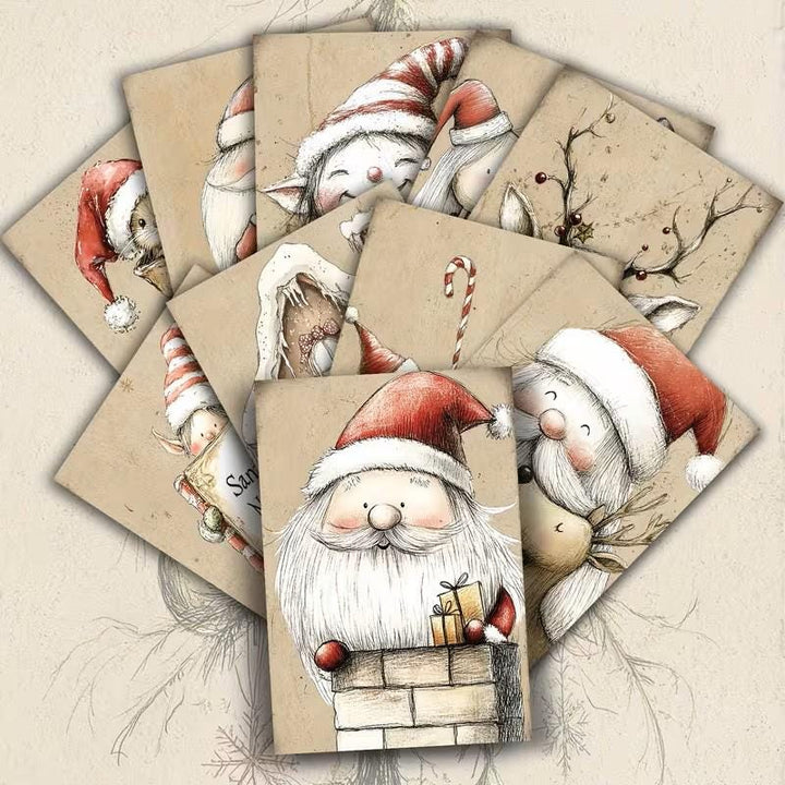 Set of 20 Cute Nordic Christmas Journal Cards, Scandinavian Xmas Ephemera Set, Whimsical Santa Scrapbook Cards, Cozy Winter Junk Journal Kit