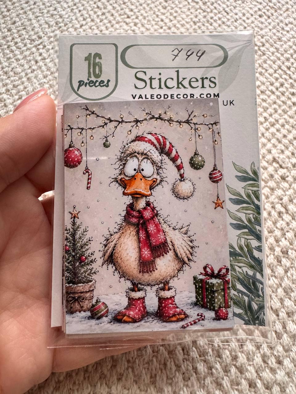 Funny Christmas Animal Stickers Set of 16, Cute Winter Animals, Holiday Journal Stickers, Christmas Scrapbooking, UK Handmade