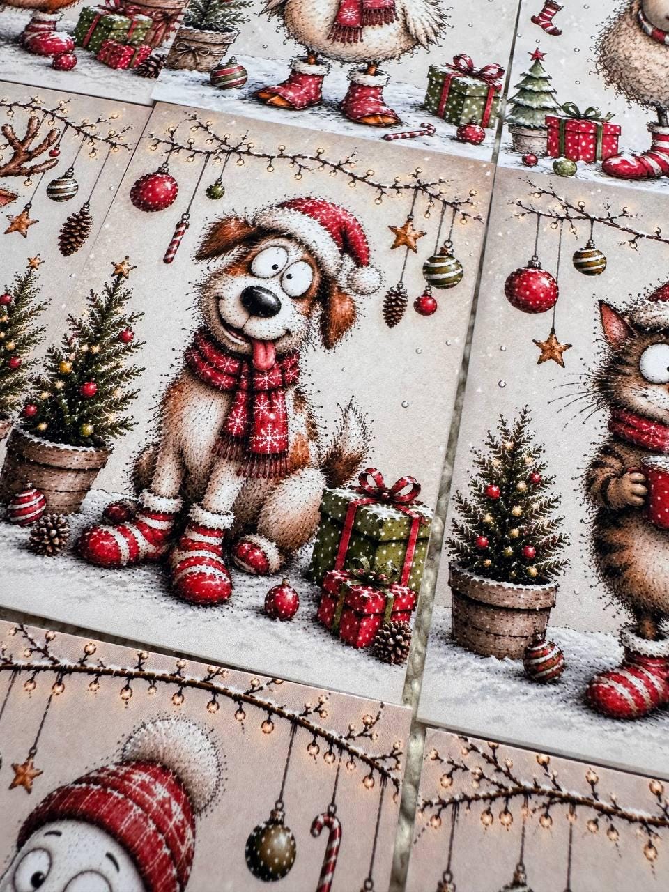 Funny Christmas Animal Stickers Set of 16, Cute Winter Animals, Holiday Journal Stickers, Christmas Scrapbooking, UK Handmade