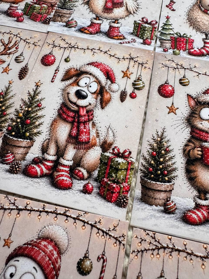 Funny Christmas Animal Stickers Set of 16, Cute Winter Animals, Holiday Journal Stickers, Christmas Scrapbooking, UK Handmade