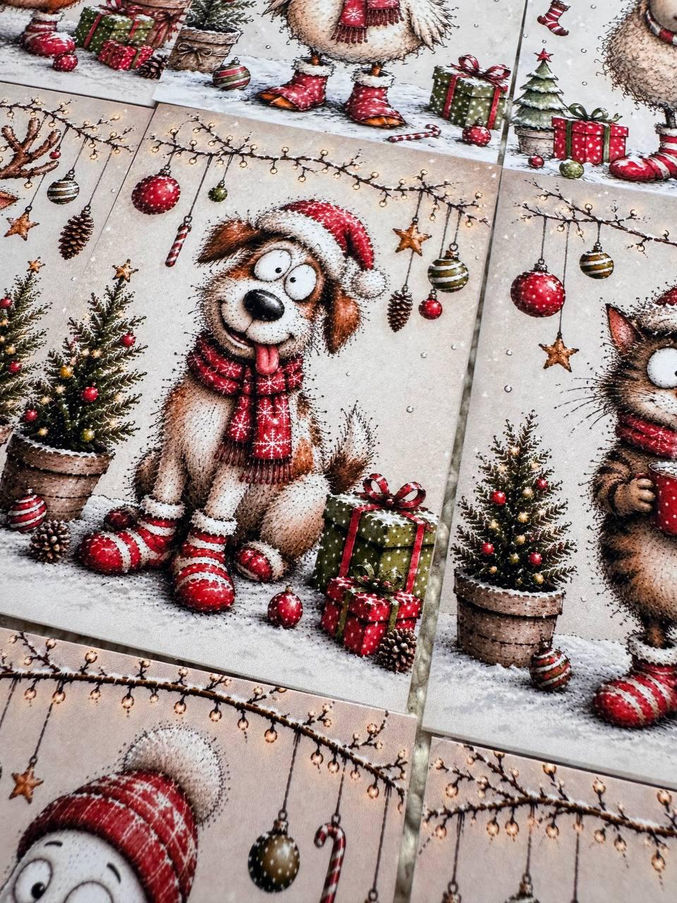 Funny Christmas Animal Stickers Set of 16, Cute Winter Animals, Holiday Journal Stickers, Christmas Scrapbooking, UK Handmade