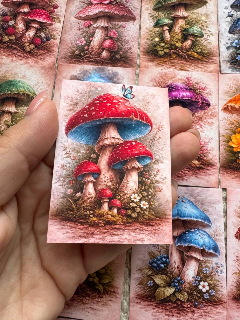 Fantasy Mushroom Stickers Set of 16, Cottagecore Mushroom Art, Woodland Journal Stickers, Fairycore Scrapbooking, UK Handmade/vd-s0010