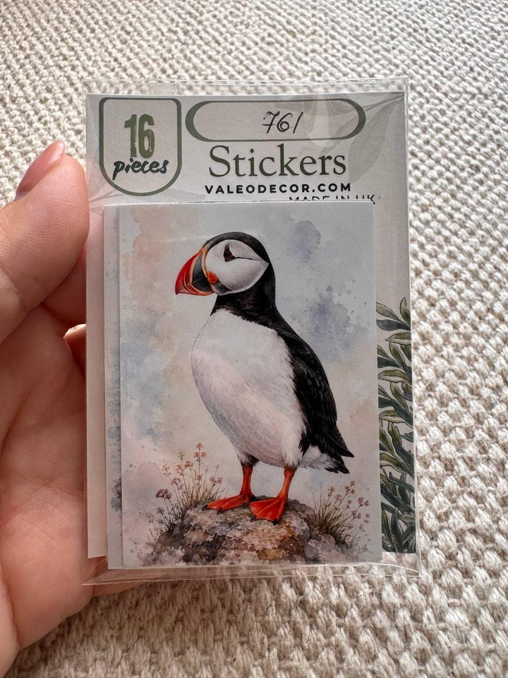Ireland Watercolour Stickers Set of 16, Irish Landmarks Ephemera, Puffin Cliffs Cottage Celtic Journal Stickers UK Made
