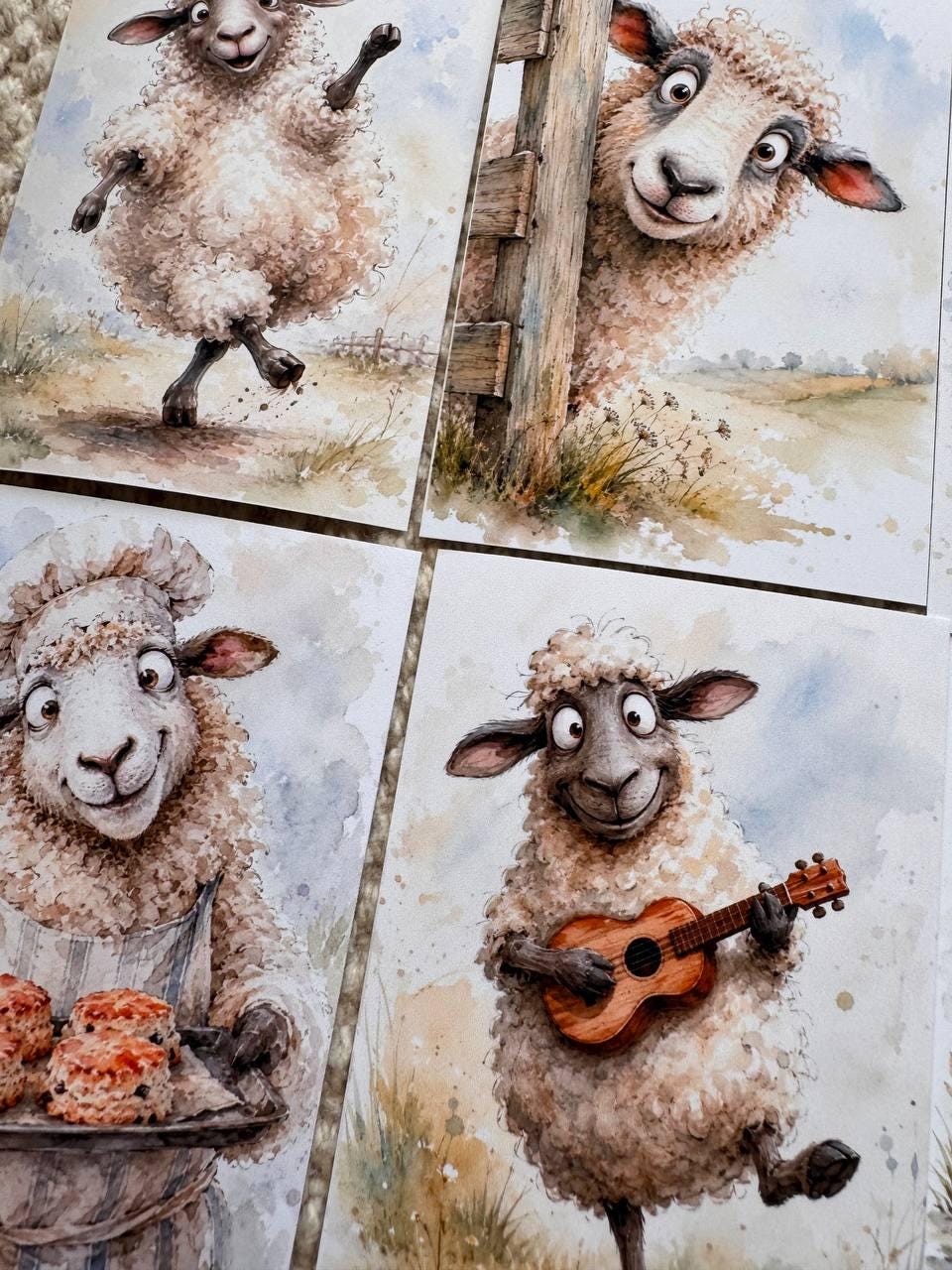 Funny Sheep Stickers Set of 16, Cute Farm Animal Stickers, Cottagecore Journal Stickers, Handmade in UK, Scrapbooking Decor