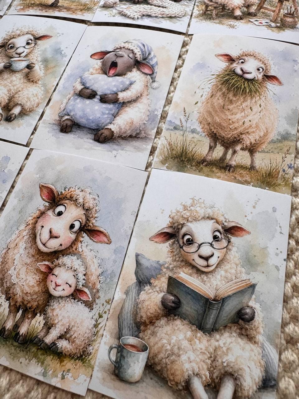 Funny Sheep Stickers Set of 16, Cute Farm Animal Stickers, Cottagecore Journal Stickers, Handmade in UK, Scrapbooking Decor