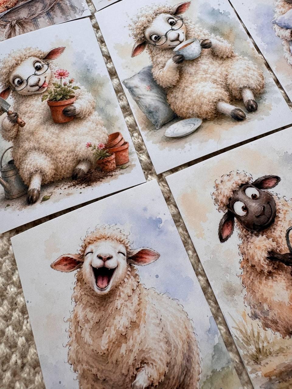 Funny Sheep Stickers Set of 16, Cute Farm Animal Stickers, Cottagecore Journal Stickers, Handmade in UK, Scrapbooking Decor