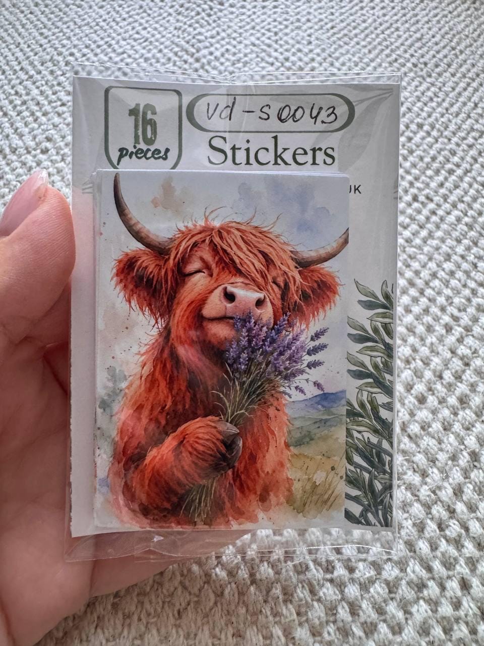 Highland Cow Stickers Set of 16, Cute Scottish Cow Watercolor Stickers, Handmade in UK, Junk Journal Scrapbook Planner Decor Gift