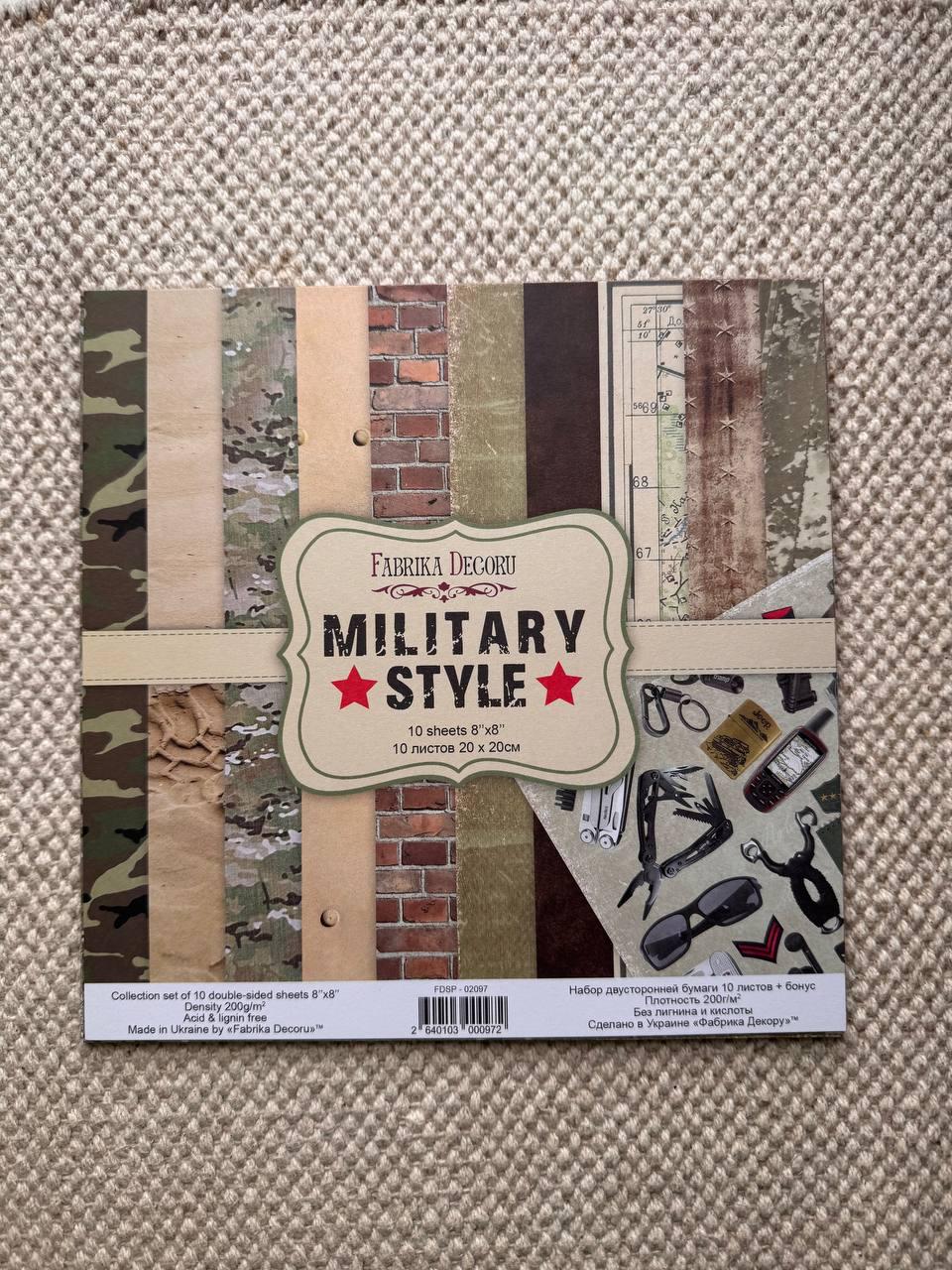 Military Style Scrapbook Paper Pad 8x8, Fabrika Decoru, Double Sided Cardstock, Army Craft Paper, Junk Journal Paper Pack