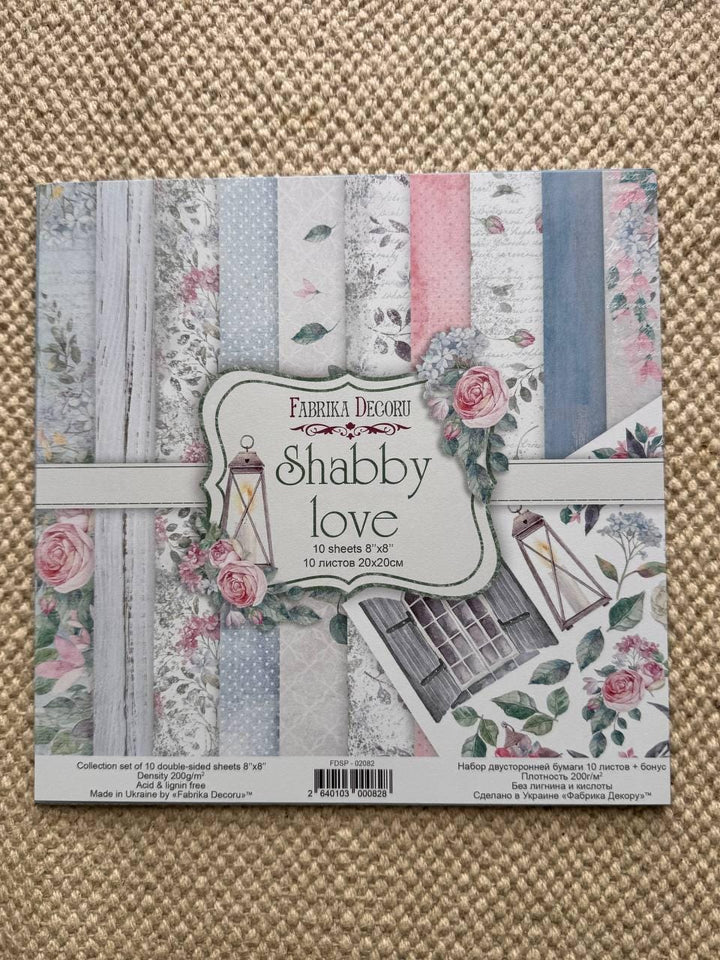 Shabby Love Scrapbook Paper Pad 8x8, Fabrika Decoru Double Sided Cardstock, Floral Paper, Junk Journal Supplies