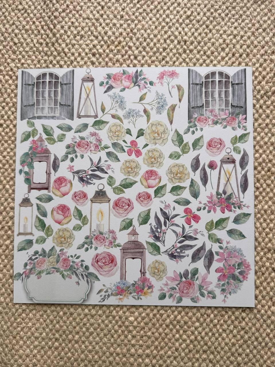 Shabby Love Scrapbook Paper Pad 8x8, Fabrika Decoru Double Sided Cardstock, Floral Paper, Junk Journal Supplies